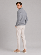 Men's cashmere quarter-zip mock neck sweater – Gray back view – Edward & Lawsen