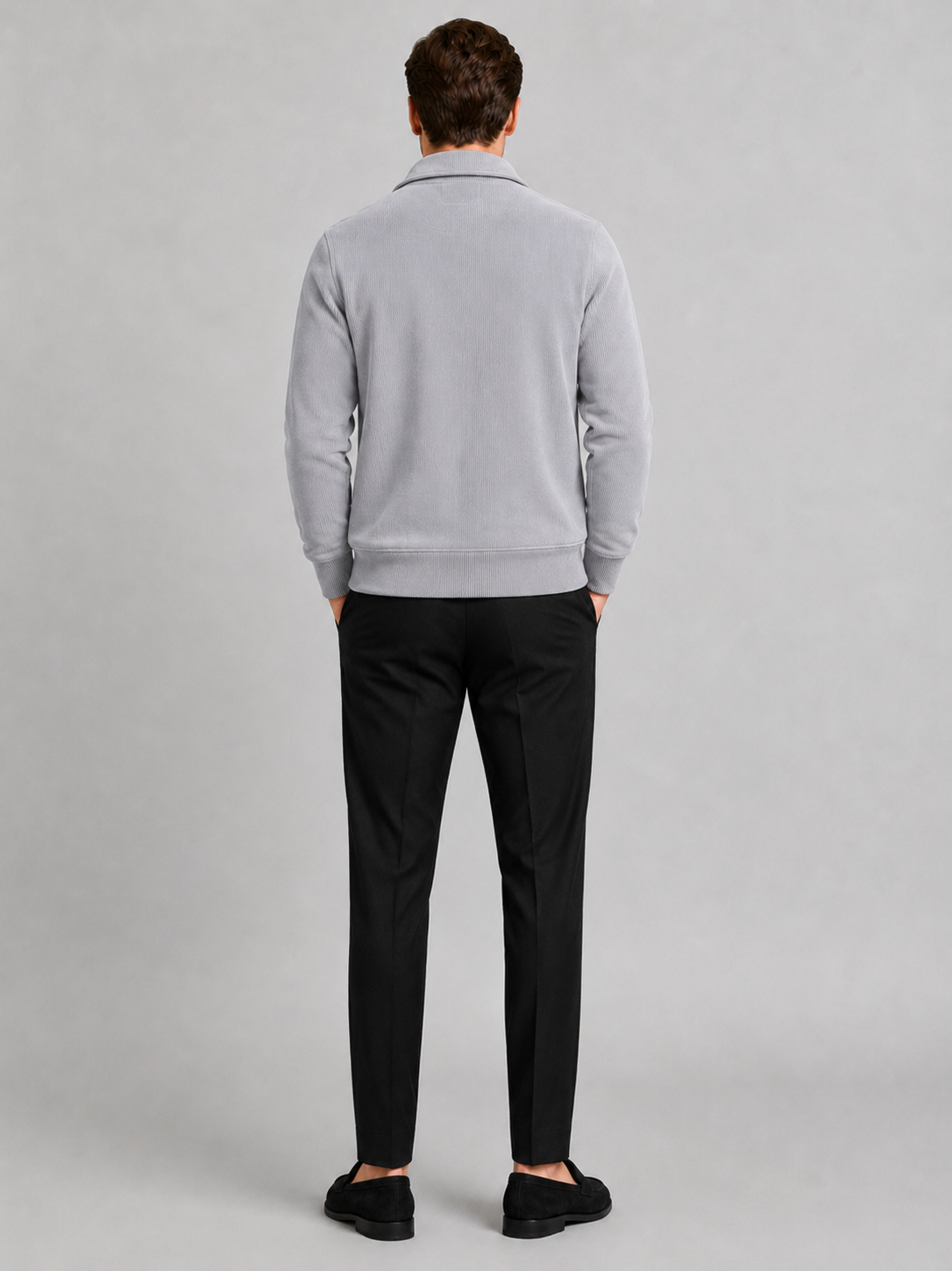 Men's chore jacket – Gray back view – Edward & Lawsen