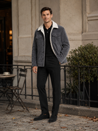 Men's padded corduroy jacket – Gray lifestyle view – Edward & Lawsen