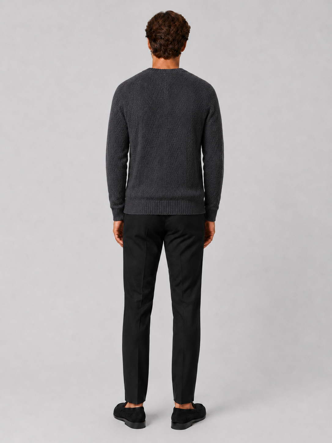 Men's crewneck sweater – Gray back view – Edward & Lawsen