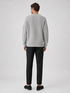 Men's crew neck sweater – Gray back view – Edward & Lawsen