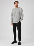 Men's crew neck sweater – Gray full view – Edward & Lawsen