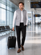 Men's ultralight puffer vest – Gray lifestyle view – Edward & Lawsen
