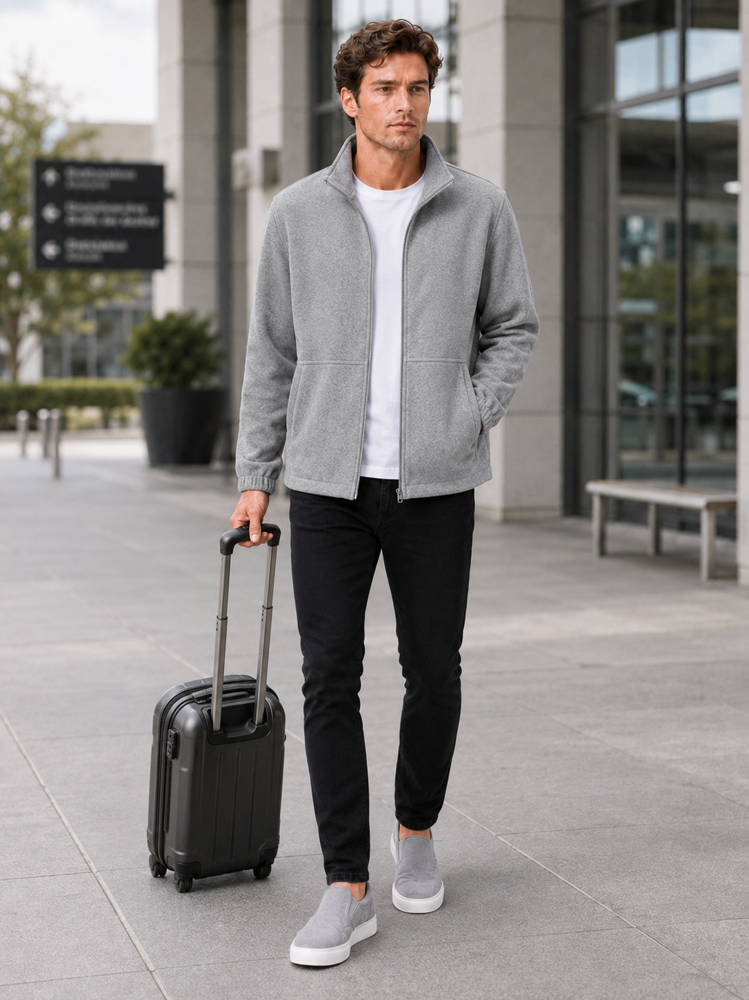 Men's workwear jacket – Gray lifestyle view – Edward & Lawsen