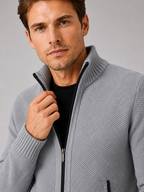 Men's fleece cardigan – Gray detail view – Edward & Lawsen