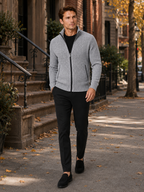 Men's fleece cardigan – Gray full view – Edward & Lawsen