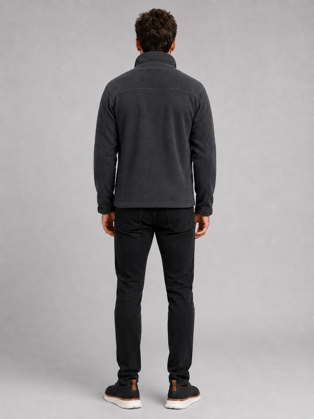 Men's fleece jacket – Gray back view – Edward & Lawsen