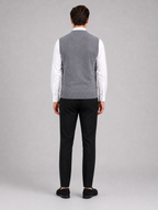Men's fleece button-front vest – Gray back view – Edward & Lawsen