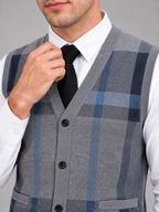 Men's fleece button-front vest – Gray detail view – Edward & Lawsen