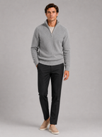 Men's half zip sweater – Gray full view – Edward & Lawsen