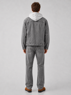Men's hooded denim jacket – Gray back view – Edward & Lawsen