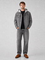 Men's hooded denim jacket – Gray full view – Edward & Lawsen