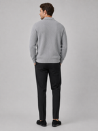 Men's Johnny collar sweater – Gray back view – Edward & Lawsen