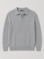 Men's Johnny collar sweater – Gray product view – Edward & Lawsen