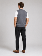 Men's knit sweater vest – Gray back view – Edward & Lawsen