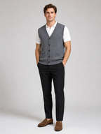 Men's knit sweater vest – Gray full view – Edward & Lawsen