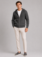 Men's merino wool zip hoodie cardigan – Gray full view – Edward & Lawsen