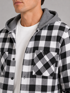 Men's plaid flannel jacket – Gray detail view – Edward & Lawsen