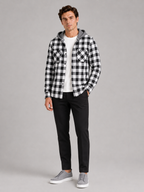 Men's plaid flannel jacket – Gray full view – Edward & Lawsen