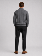 Men's quarter-zip turn-down collar sweater – Gray back view – Edward & Lawsen