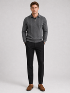 Men's quarter-zip turn-down collar sweater – Gray full view – Edward & Lawsen