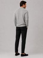 Men's quarter zip polo sweater – Gray back view – Edward & Lawsen