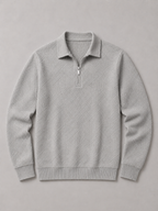 Men's quarter zip polo sweater – Gray product view – Edward & Lawsen