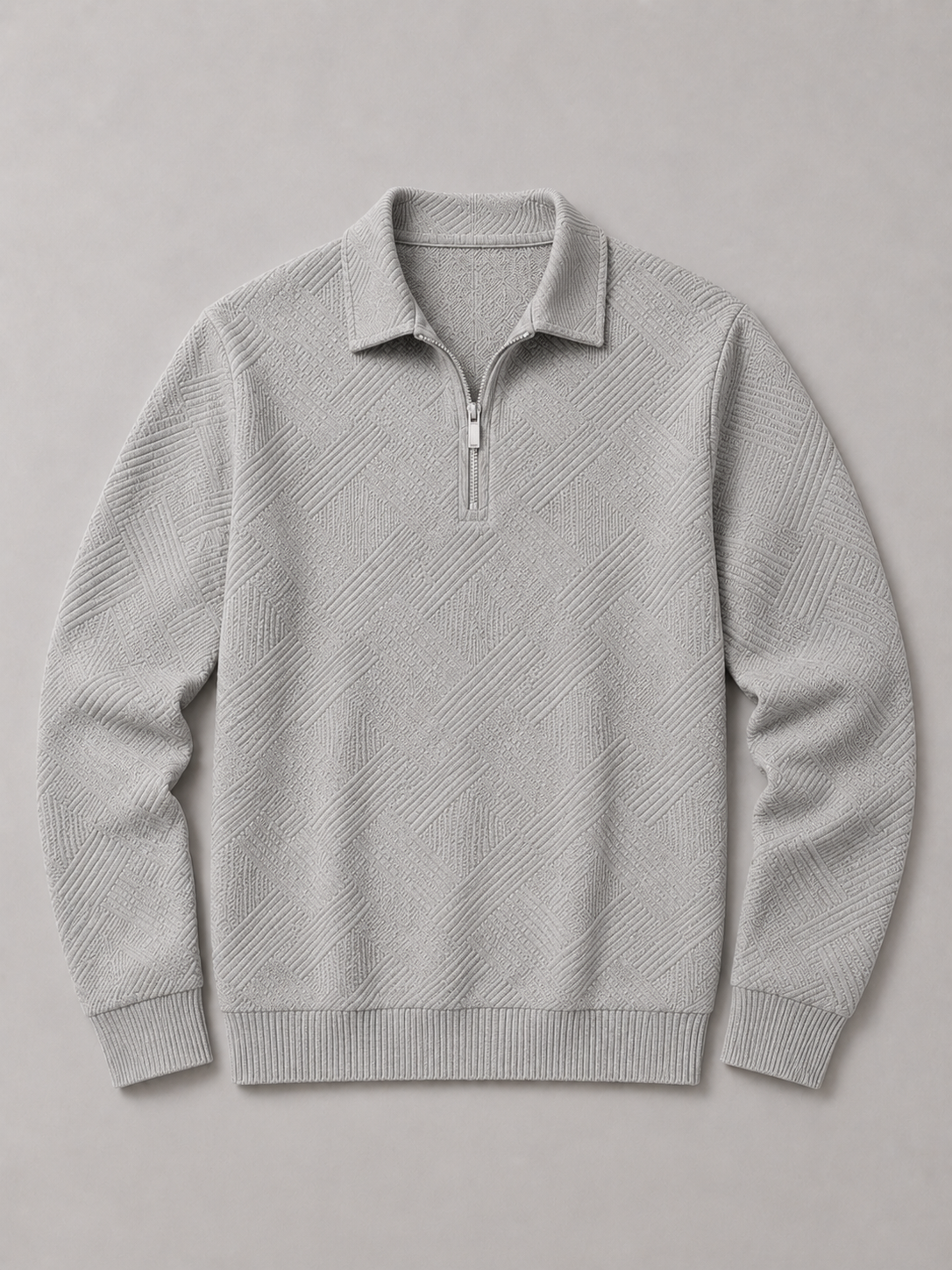 Men's quarter zip polo sweater – Gray product view – Edward & Lawsen