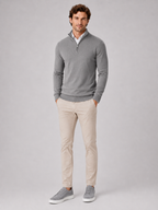 Men's quarter-zip mock neck sweater – Gray full view – Edward & Lawsen