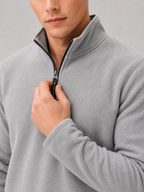 Men's fleece quarter-zip sweater – Gray detail view – Edward & Lawsen