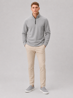 Men's fleece quarter-zip sweater – Gray full view – Edward & Lawsen