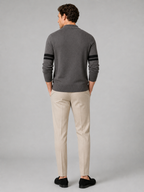 Men's striped color block cardigan – Gray back view – Edward & Lawsen