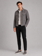 Men's suede fall jacket – Gray full view – Edward & Lawsen