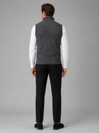 Men's full zip stand collar vest – Gray back view – Edward & Lawsen