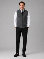 Men's full zip stand collar vest – Gray full view – Edward & Lawsen