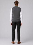 Men's full zip mock neck vest – Gray back view – Edward & Lawsen