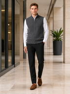 Men's full zip mock neck vest – Gray lifestyle view – Edward & Lawsen