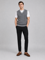 Men's patchwork sweater vest – Gray full view – Edward & Lawsen