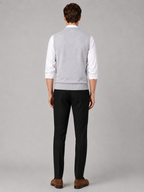 Men's solid color sweater vest – Gray back view – Edward & Lawsen