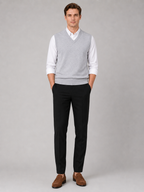 Men's solid color sweater vest – Gray full view – Edward & Lawsen