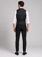 Men's herringbone suit vest – Gray back view – Edward & Lawsen
