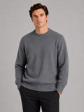 Men's wool crewneck sweater – Gray front view – Edward & Lawsen
