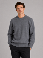 Men's wool crewneck sweater – Gray front view – Edward & Lawsen