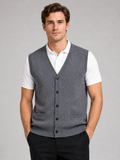 Men's knit sweater vest – Gray front view – Edward & Lawsen