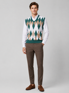 Men's argyle sweater vest – Green full view – Edward & Lawsen