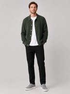 Men's open front cardigan – Green full view – Edward & Lawsen
