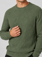 Men's crewneck sweater – Green detail view – Edward & Lawsen