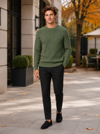 Men's crewneck sweater – Green lifestyle view – Edward & Lawsen