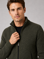 Men's fleece cardigan – Green detail view – Edward & Lawsen