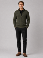 Men's fleece cardigan – Green full view – Edward & Lawsen